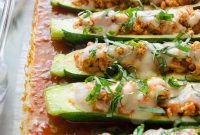 Savory Chicken Parmesan Zucchini Boats