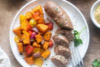 One-Pan Sausage and Sweet Potato Roast with Peppers