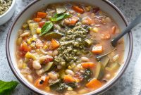 Vibrant Summer Harvest Soup with Pesto