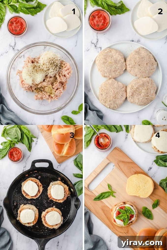 Mixing ground chicken with seasonings in a bowl to form burger patties