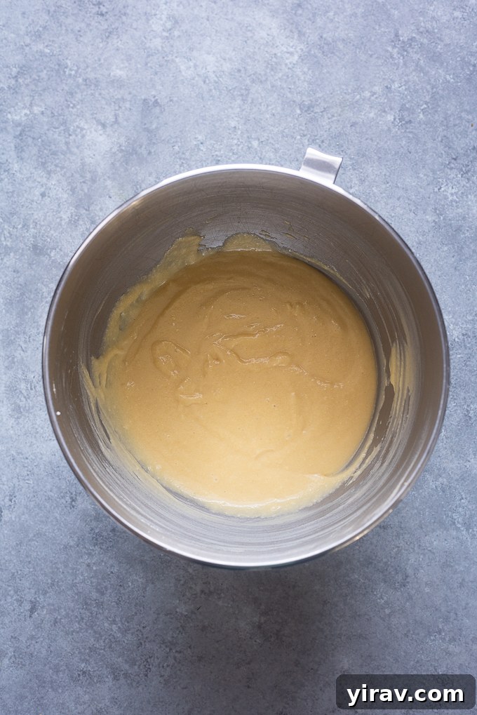 Finished vanilla cupcake batter, showing a smooth and uniform consistency.