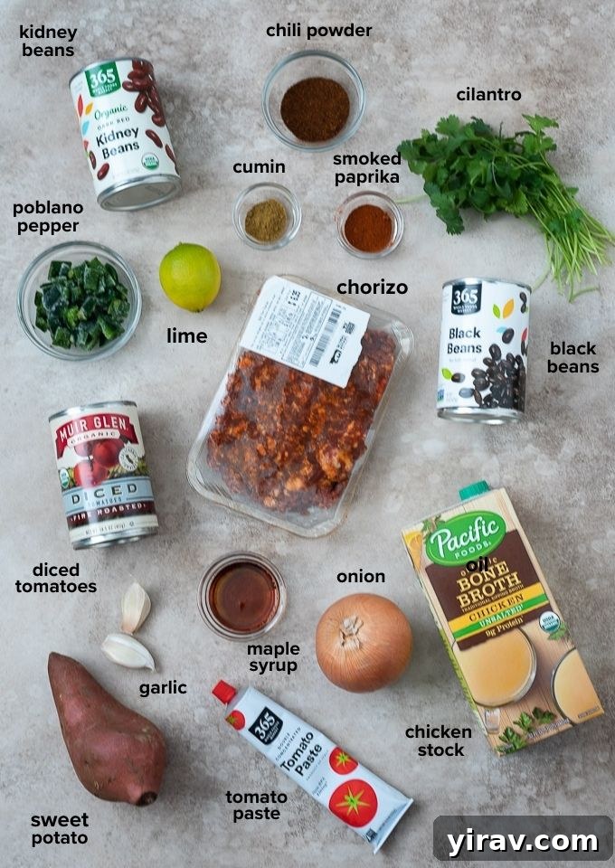 Chorizo chili recipe ingredients