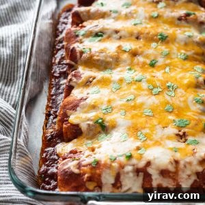 No-Fuss Chicken Enchiladas 8 Chicken enchiladas in a baking dish
