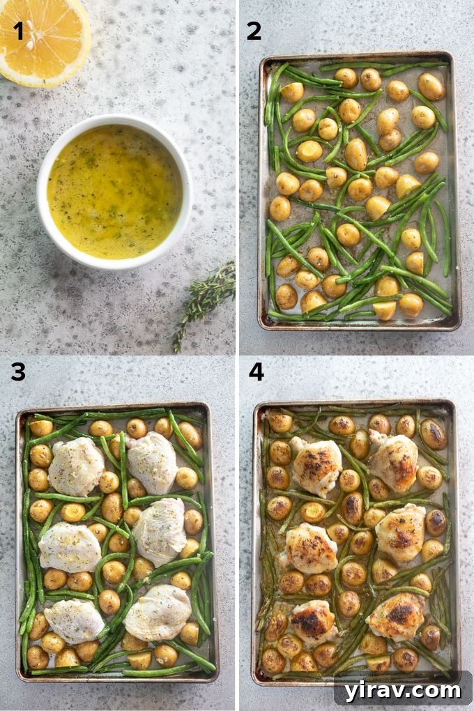 How to make sheet pan lemon garlic chicken thighs.