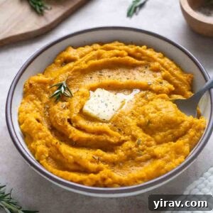 Velvet Kabocha Puree 12 Creamy kabocha squash mash in a serving bowl.