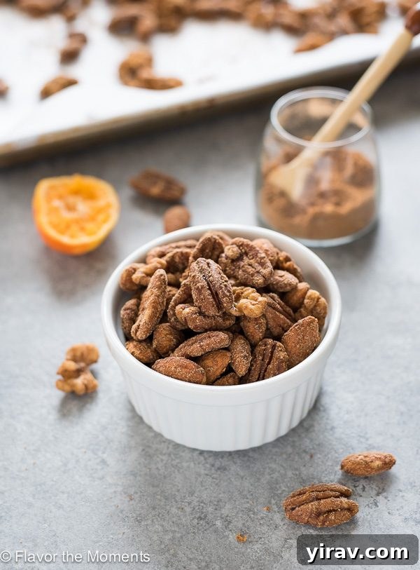 Chai spice maple candied nuts in bowl
