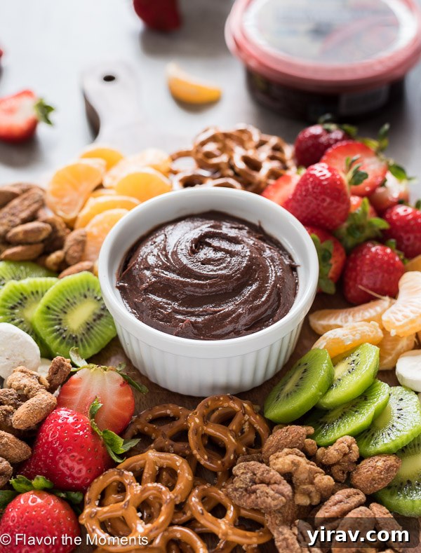 Chocolate hummus snack platter
