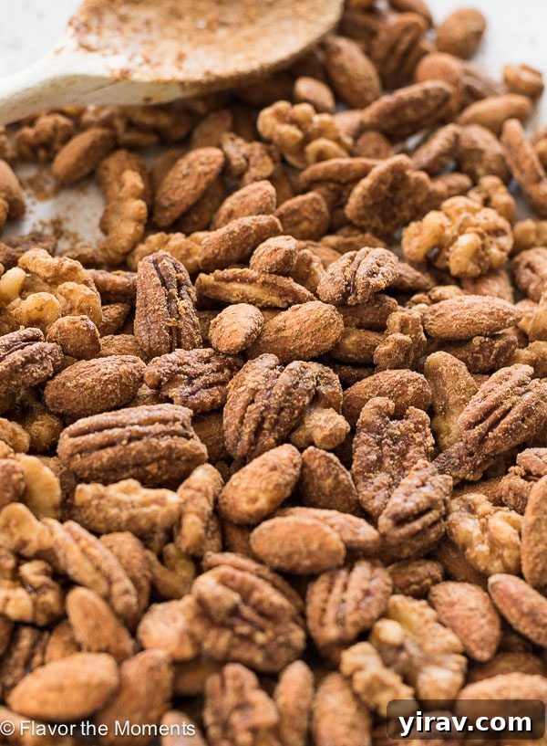 Candied nuts on a baking sheet