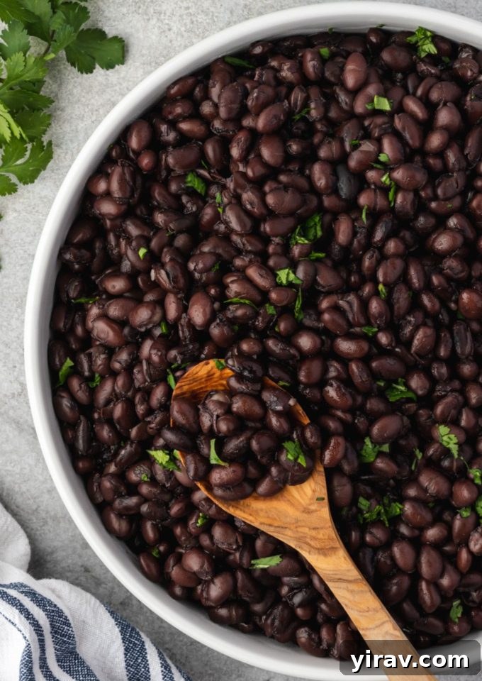 Instant Pot Black Beans: No Soaking Necessary 2 Instant pot black beans in a bowl with a spoon