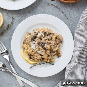 Instant pot risotto with mushrooms on a plate