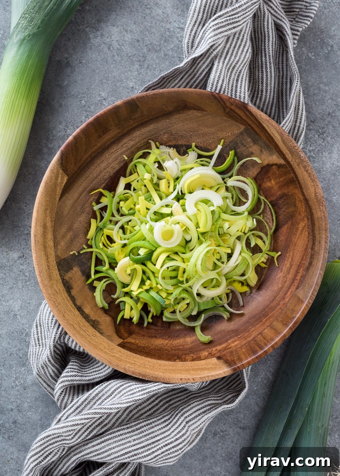 Sliced leeks in a bowl