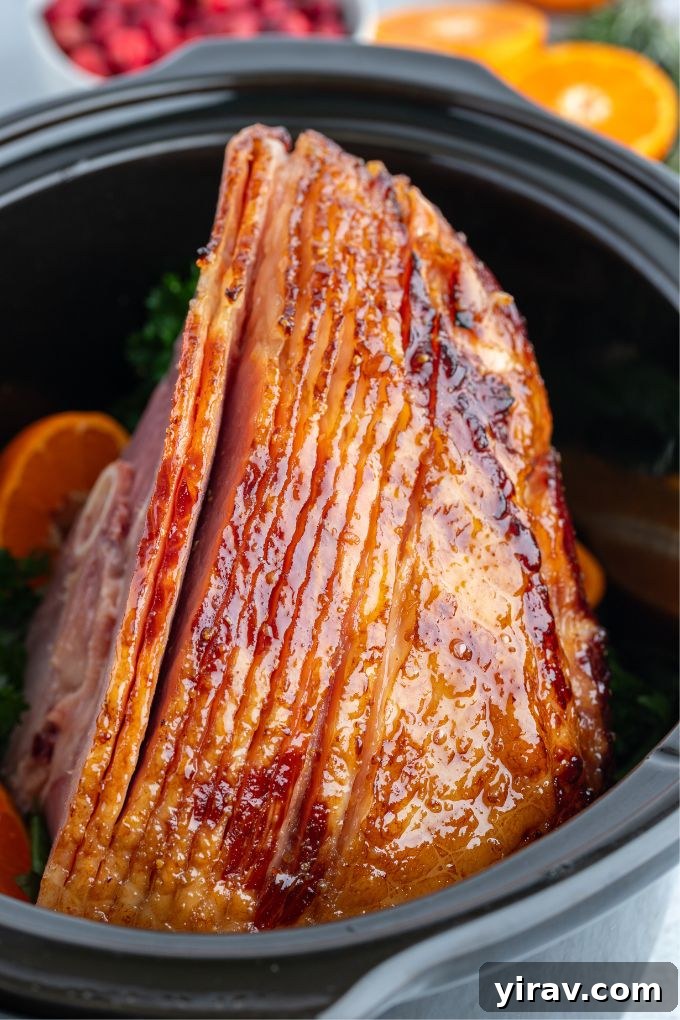 Maple glazed ham in a slow cooker