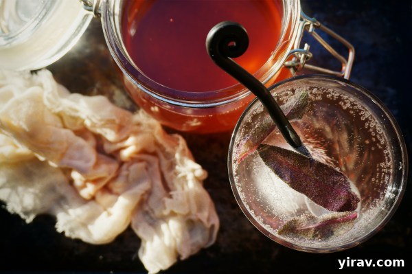 23 Rhubarb Recipes Essential Produce Guide 11 A jar of homemade Rhubarb Shrub next to a glass of refreshing rhubarb soda, showcasing its vibrant color.