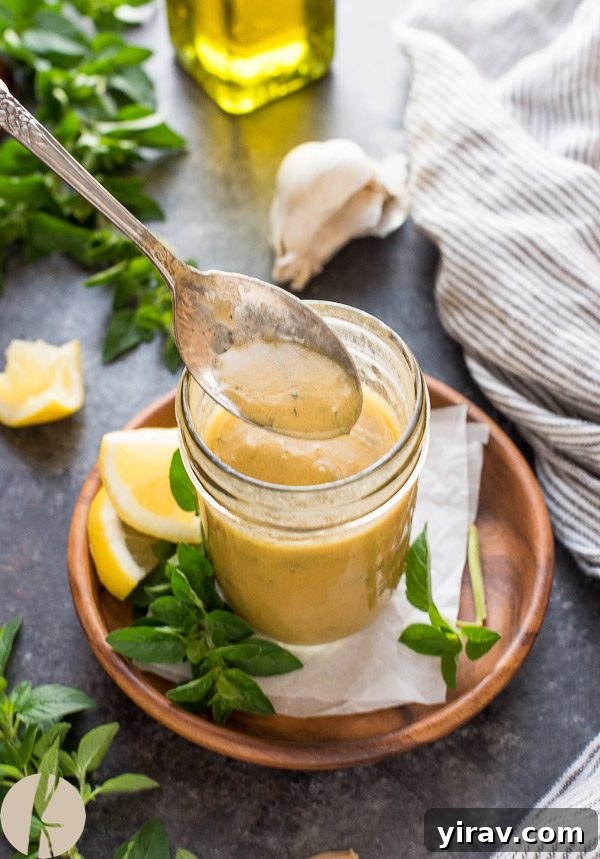 spoonful of Greek salad dressing