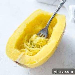 Fork shredding spaghetti squash