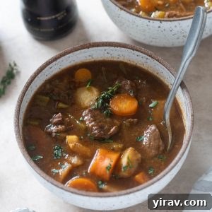 Guinness beef stew in a bowl