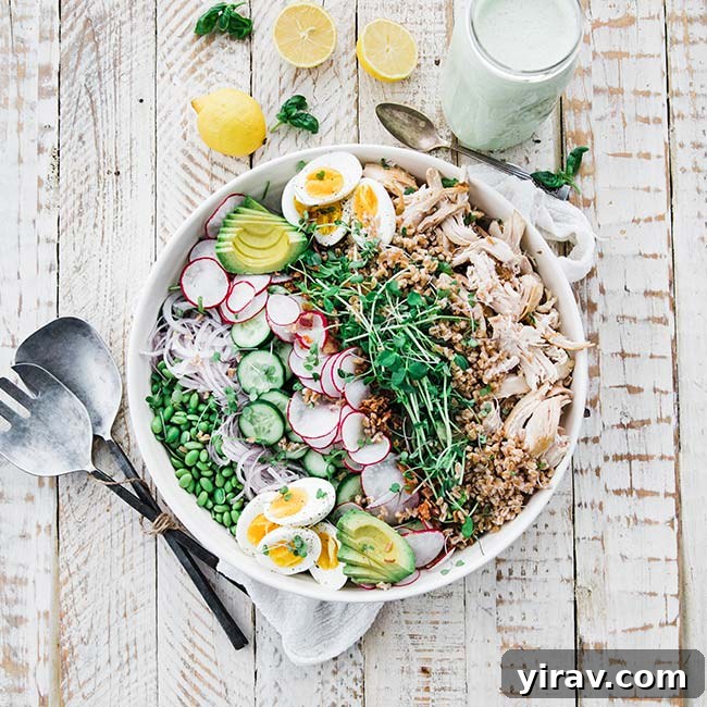 Green Goddess Salad, packed with fresh vegetables and creamy dressing.