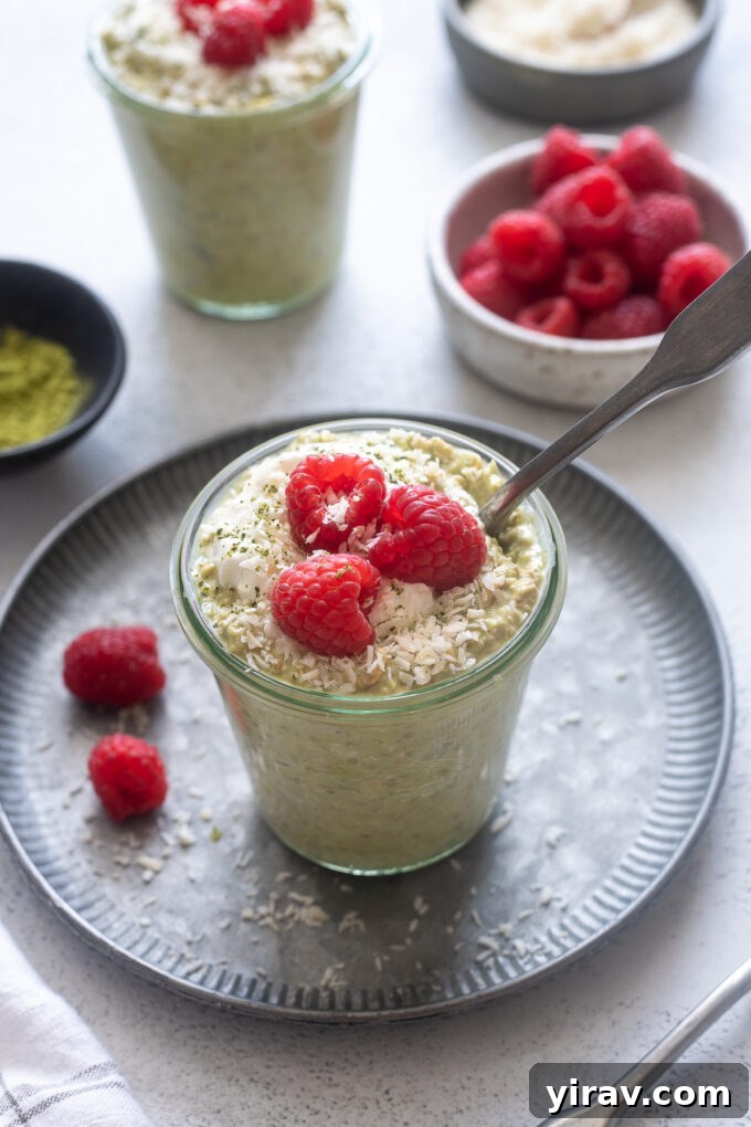 Matcha Morning Magic 9 Overnight oats with matcha green tea and coconut.
