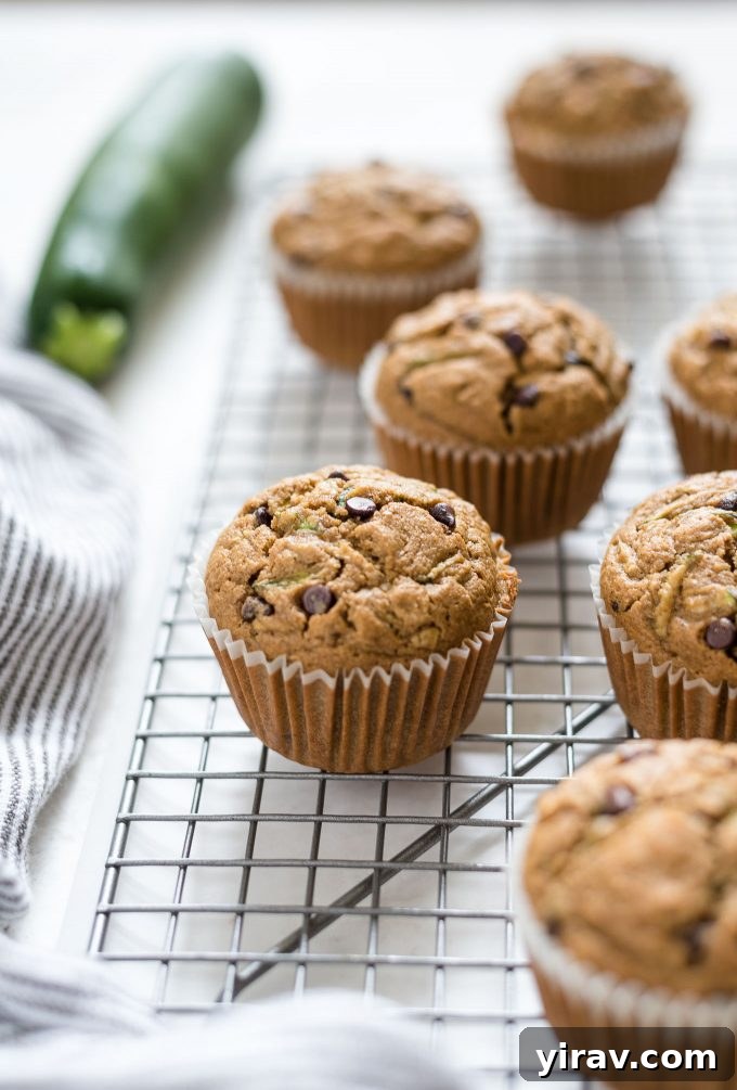 Healthy zucchini muffins on a wire rack