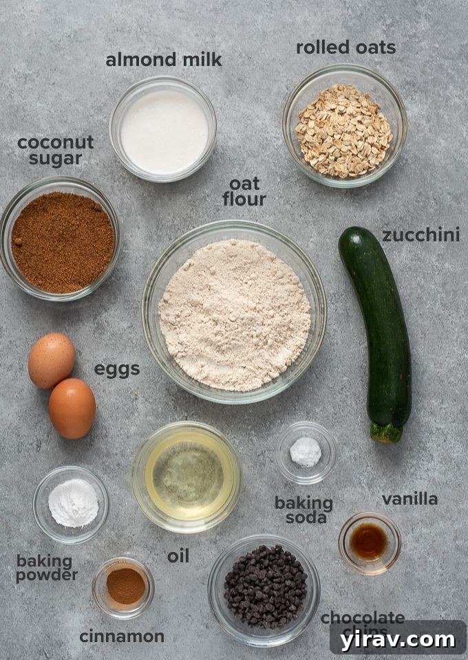 Healthy zucchini muffins ingredients