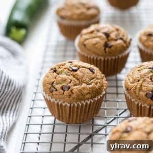 Healthy zucchini muffins on a wire rack