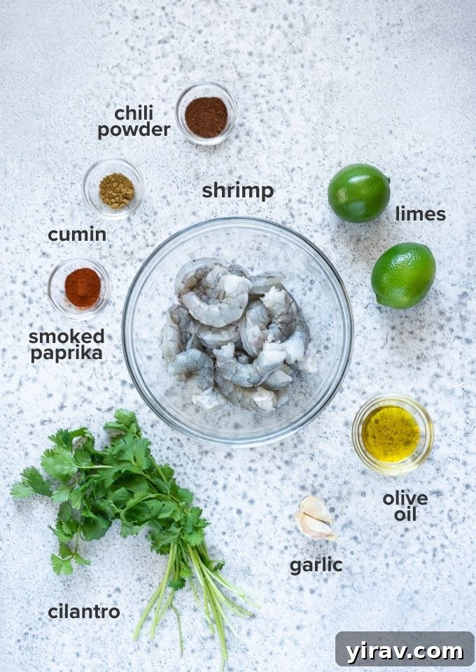 Chili lime shrimp ingredients