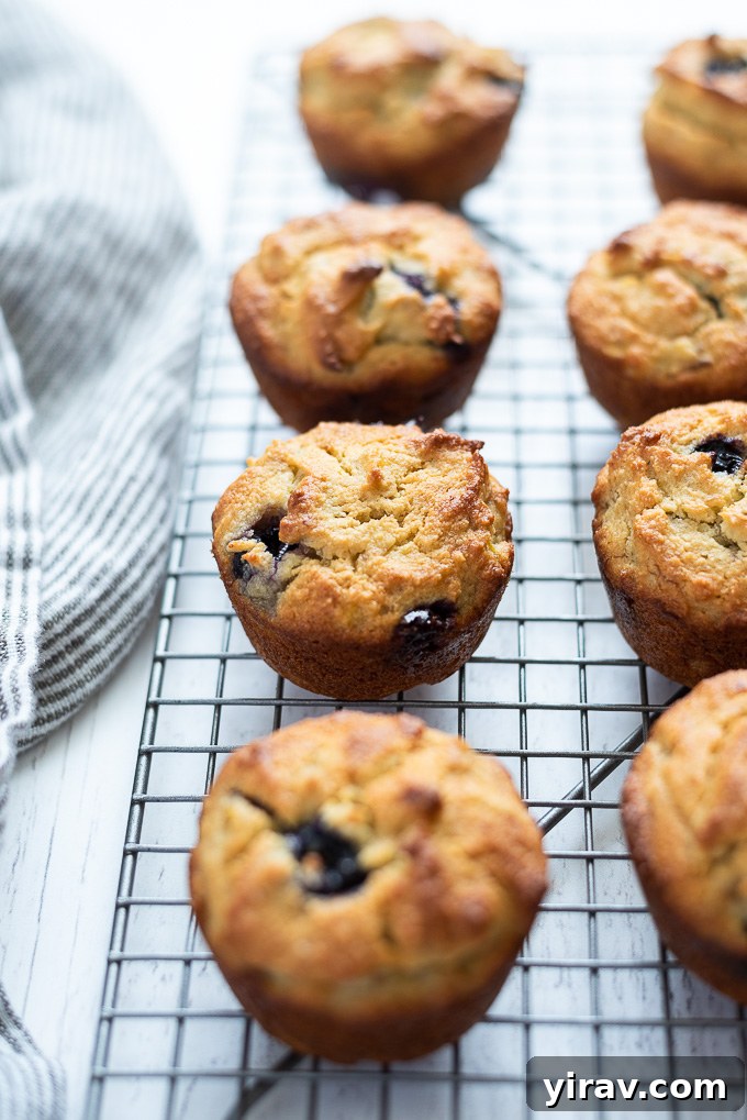 Almond flour banana muffins on a wire rack