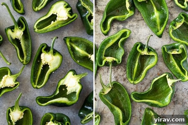 Zesty Southwestern Stuffed Poblanos 4 poblano peppers prep collage