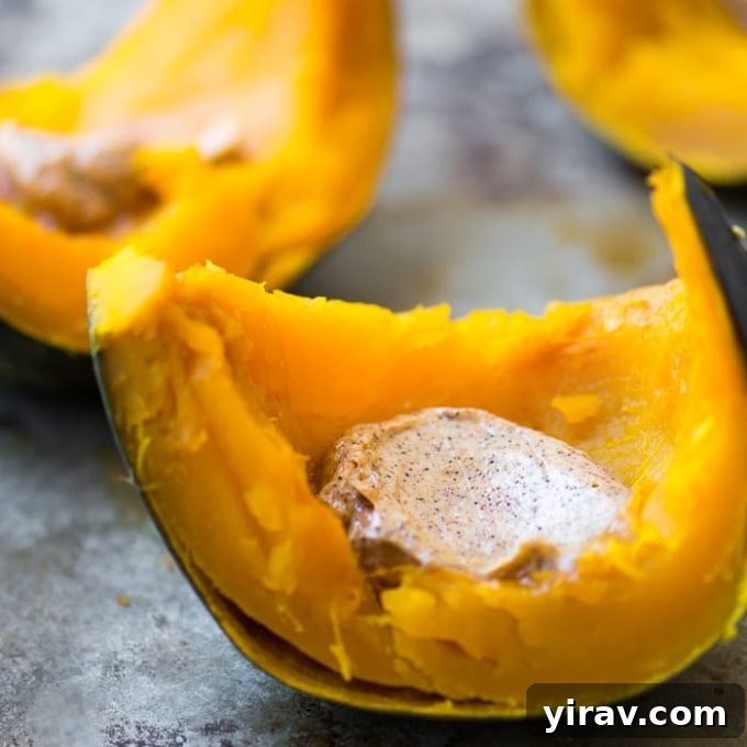 Roasted slices of kabocha squash topped with flavored butter.