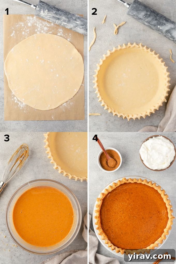Perfect Homemade Pumpkin Pie 5 Step-by-step image showing how to whisk pumpkin pie filling ingredients in a bowl