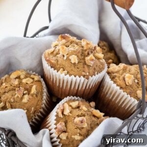 Healthy Banana Oatmeal Muffins in a rustic basket
