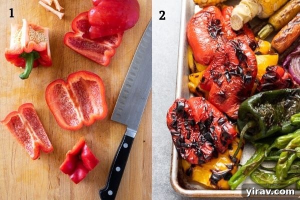 bell pepper before and after grilling collage