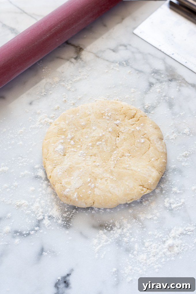 Galette dough formed into disc.