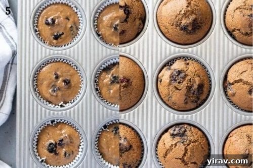 Blackberry muffin recipe before and after baking