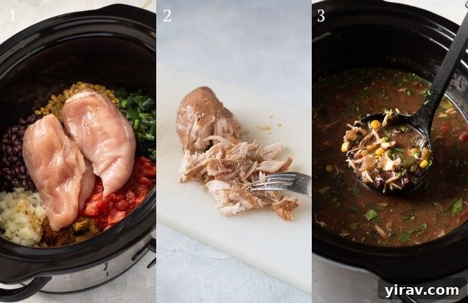 Slow cooker chicken tortilla soup recipe collage