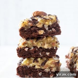 German Chocolate Cake Brownies 10 Stack of German chocolate brownies