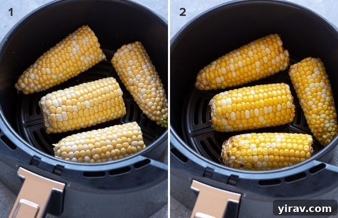 Golden Air Fryer Corn 5 How to make corn on the cob in the air fryer collage