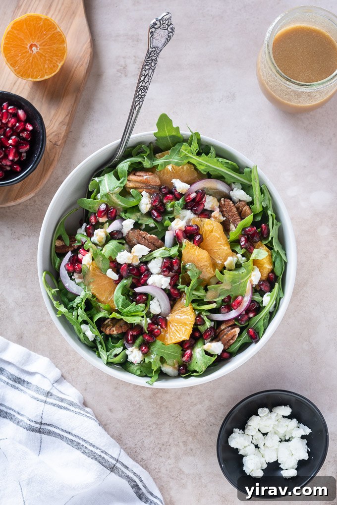 Arugula Citrus Jewel Salad 8 Arugula pomegranate salad with goat cheese and pomegranate dressing