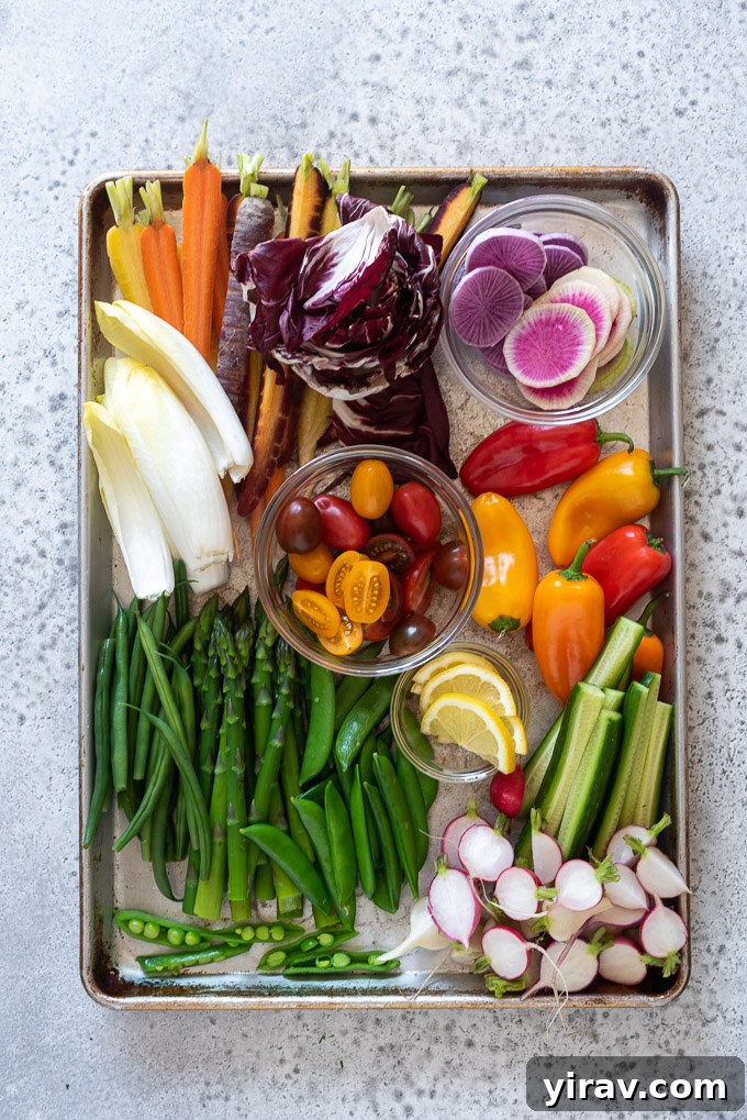 Prepped crudités for a veggie platter
