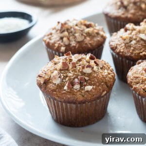 Gluten-free morning glory muffins on a platter.