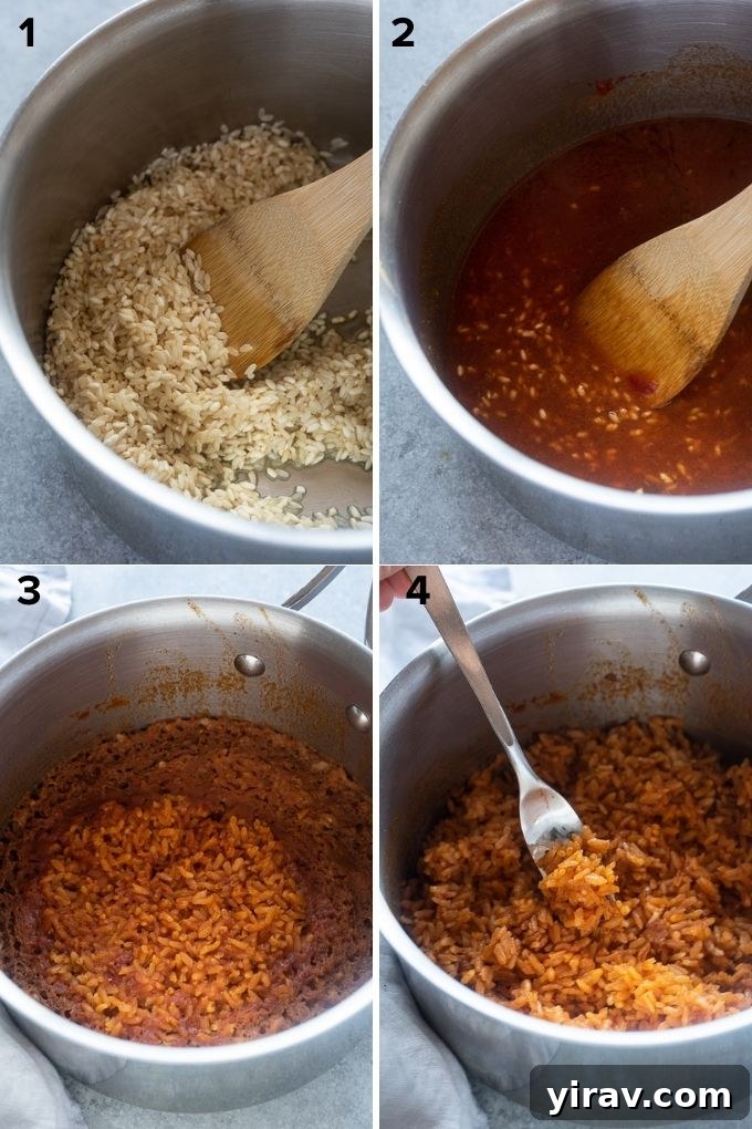 How to make mexican rice collage with step-by-step images