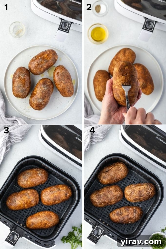 Step-by-step image showing how to prepare potatoes for air frying
