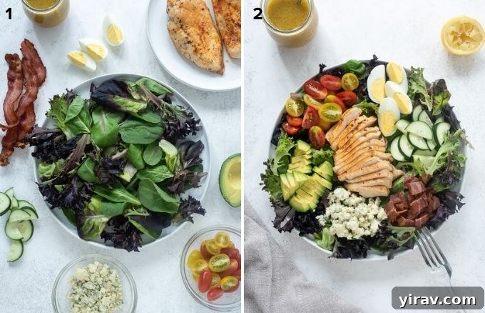 Ultimate Chicken Cobb Salad 5 How to make cobb salad collage