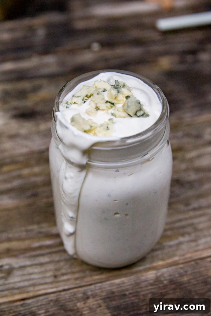 Rich bacon blue cheese dressing, perfect for a wedge salad or hot wings.