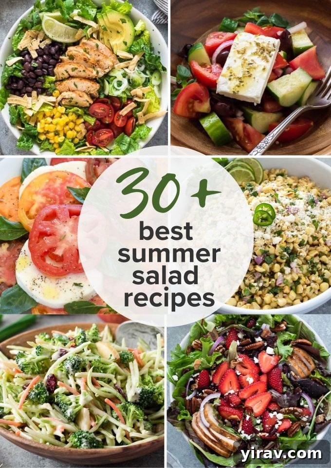 30 Refreshing Summer Salad Ideas 2 A collage featuring various colorful and fresh summer salad recipes, perfect for barbecues and picnics.