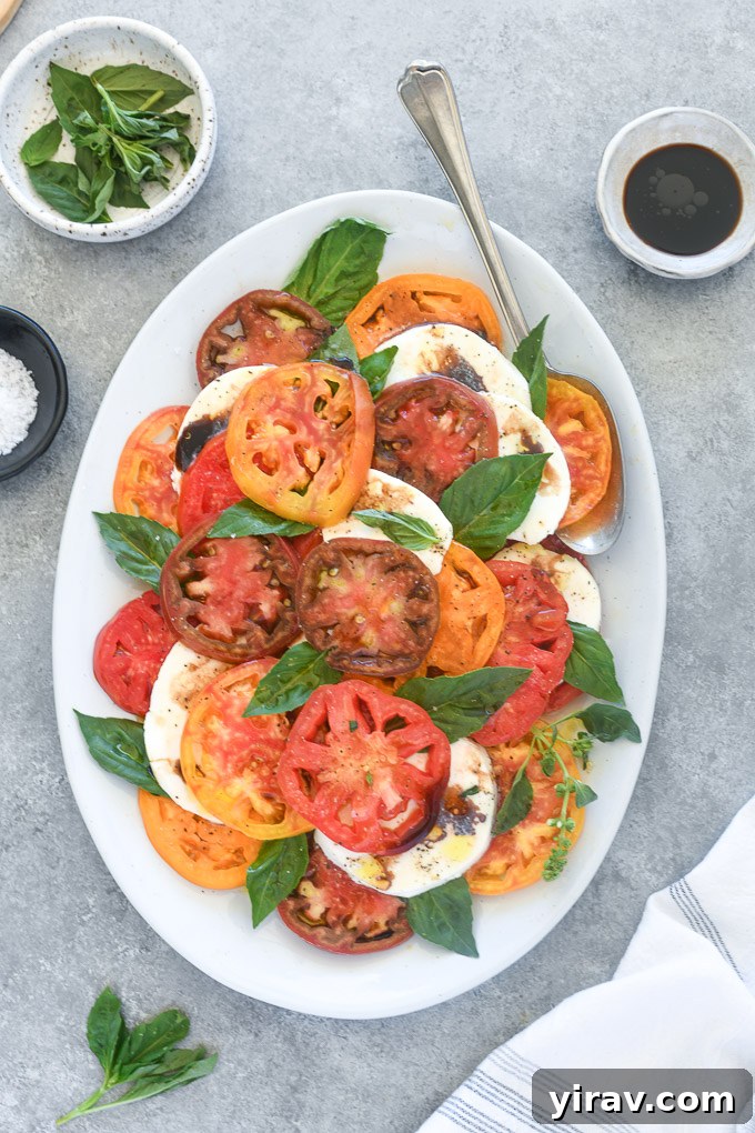 Simple Caprese Perfection 8 Caprese salad with balsamic vinegar drizzled over the top, ready in 10 minutes