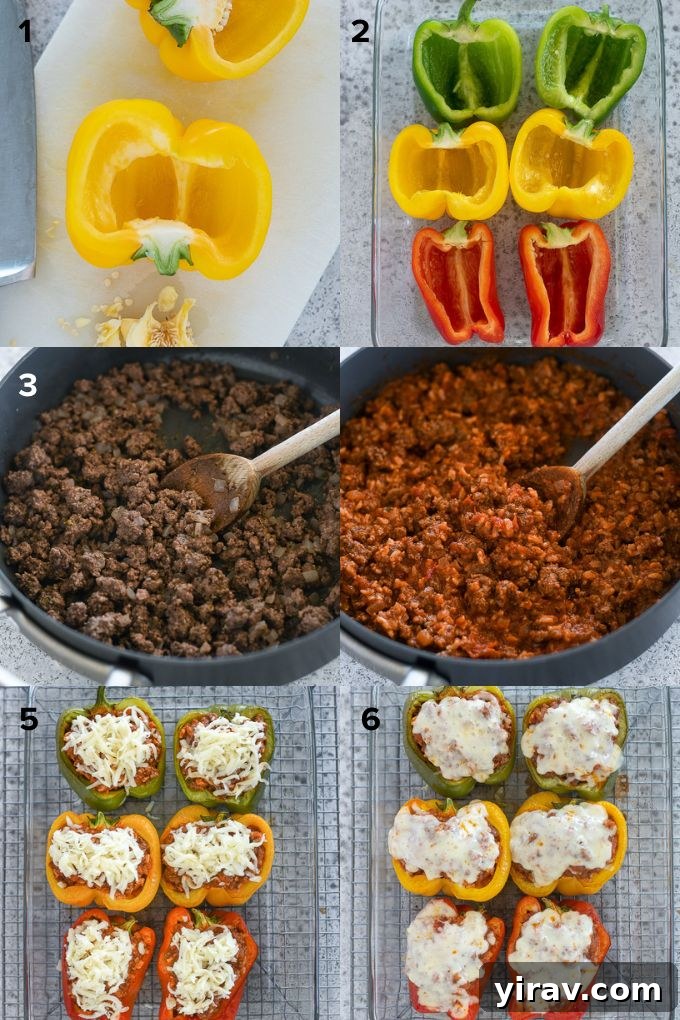 How to make stuffed bell peppers collage