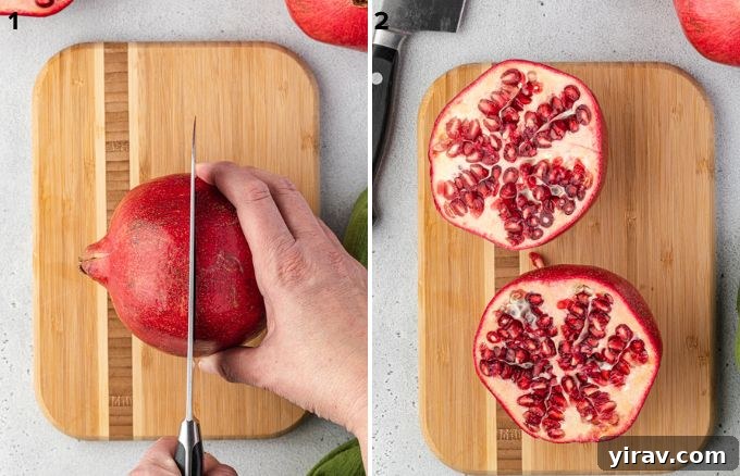 How to cut a pomegranate open