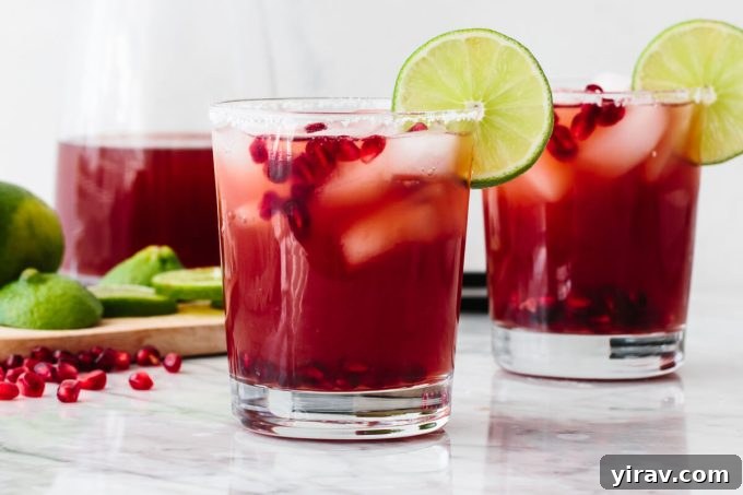 A festive Pomegranate Margarita, offering a vibrant twist on the classic cocktail.
