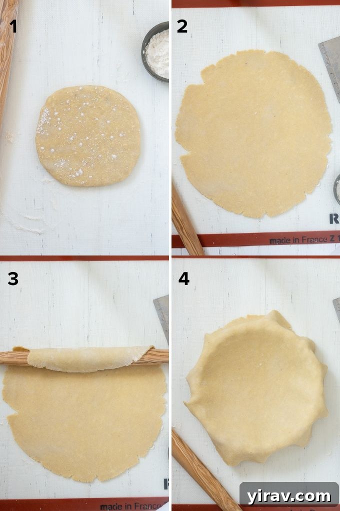 Roll out bottom crust for apple cranberry pie